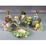 Collection of 8 Beatrix Potter figurines by Beswick and Royal Albert. To include "Mr Jackson", "