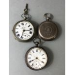 Solid silver fob watch case (68g), a pocket watch marked SOLATME and a Silver cased pocket watch A/F