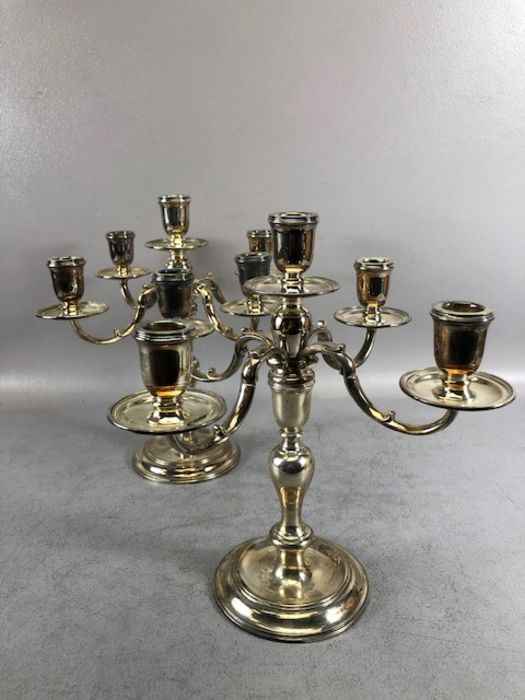 Pair of hallmarked silver four branch candlesticks on circular bases hallmarked for London 1967 - Image 2 of 21