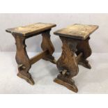 Pair of oak stools, approx 46cm in height