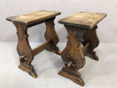 Pair of oak stools, approx 46cm in height