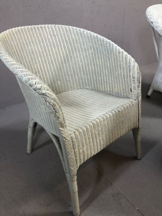 Three Lloyd Loom style chairs, including one retro-style on tapering legs - Image 4 of 5