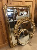 Collection of three modern gilt frame mirrors