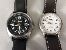 Two Jeep gents watches, both with leather straps, both boxed and with paperwork