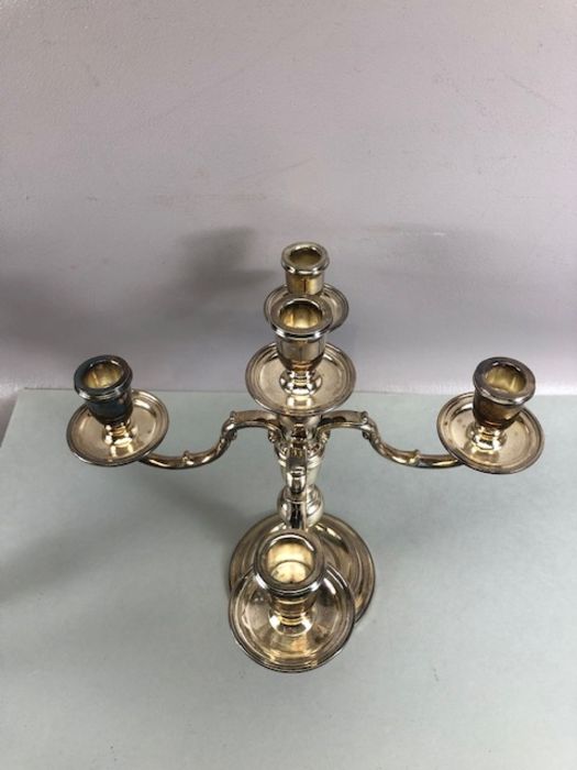 Pair of hallmarked silver four branch candlesticks on circular bases hallmarked for London 1967 - Image 8 of 21