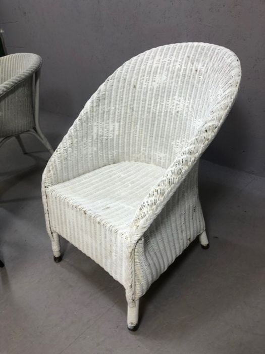 Three Lloyd Loom style chairs, including one retro-style on tapering legs - Image 5 of 5