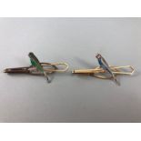 Pair of Budgerigar tie clips by maker Lambournes Birmingham