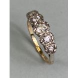 18ct yellow gold Five stone Diamond ring set with graduated diamonds size approx 'S' and total