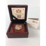 The Sovereign 2020 Gold Proof coin No 2997 boxed with paperwork from the Royal Mint