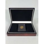 GOLD QUARTER OUNCE ANGEL COIN, 1/4 OUNCE OF PURE GOLD, IN DISPLAY CASE