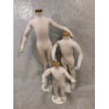 Three children's posable mannequins, the tallest approx 120cm tall