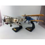 Two Bravo Delta scale model airplanes on stands: Royal Navy Fairey Swordfish, approx 36cm nose to