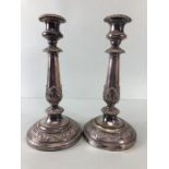 Pair of silver-plated candlesticks, approx 29cm in height