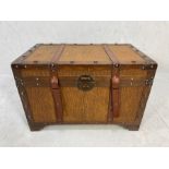 Reproduction studded and leather trunk, approx 71cm x 42cm x 47cm