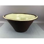 Large glazed earthenware dough bowl, approx 44cm in diameter x 22cm in height