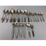 Collection of mostly continental Silver spoons total weight approx 243g