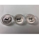 Three 2017 50th anniversary Krugerrands 1oz silver coins R1