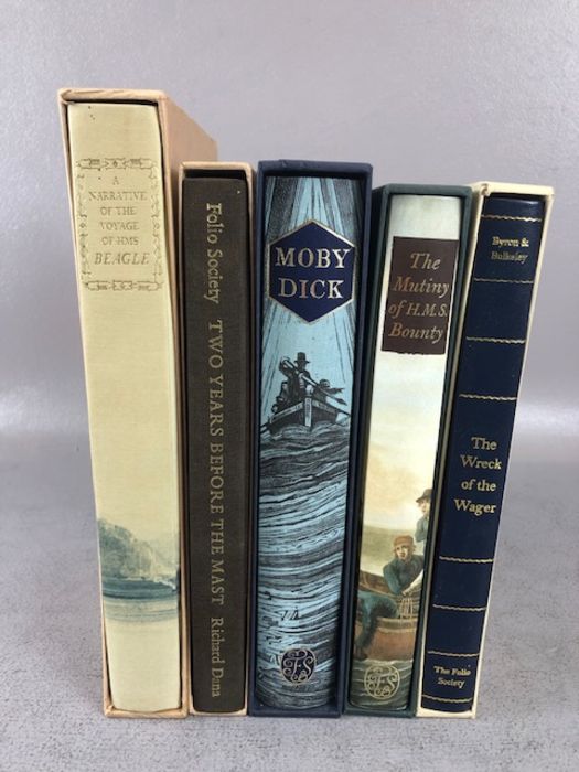 Folio Society books of sea fairing interest, Moby Dick, The Wreck of The Wagner, A Narrative of