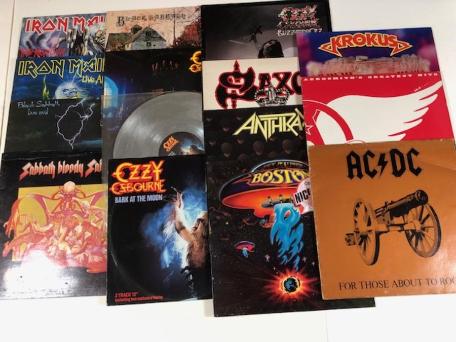 15 HARD ROCK/HEAVY METAL LPs/12" including: Iron Maiden (Number Of The Beast & Live After Death),