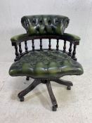 Green Upholstered Captains chair on casters