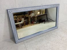 Large contemporary blue and white painted mirror, approx 135cm x 76cm