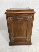 Antique pot cup board, Late 19th century light wood bedside pot cupboard with decorative brass