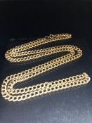 9ct yellow gold long double link necklace chain approx 76cm in length and 23.6g