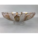 Bohemian glass, A Bohemian wheel cut Crystal bowl with Gilded and enamel decoration of flowers,