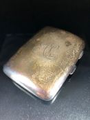 Silver hallmarked cigarette case with gold gilt lining by maker The Northern Goldsmiths Co approx