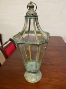 Tall decorative glass lantern, with metal frame, approx 70cm in height