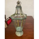 Tall decorative glass lantern, with metal frame, approx 70cm in height