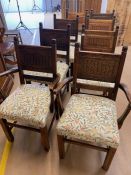 Dinning Chairs, set if 8 late 20th century oak dinning chairs of English revival style, comprising