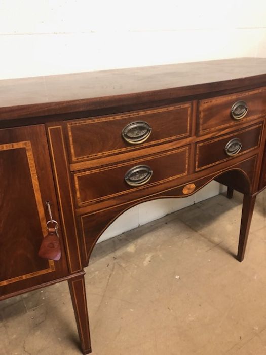 Reproduction Edwardian style four drawer, two cupboard sideboard, approx 184cm x 58cm x 92cm - Image 4 of 7