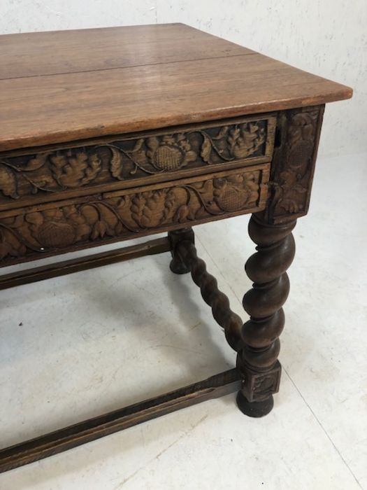Large drop leaf dining room dining table on turned legs, approx 153cm wide - Image 15 of 24