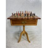 Chess table/ set, Modern continental wooden chess board top table on tripod base with draw