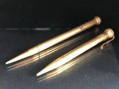 One Gold filled pencil and one rolled gold pencil
