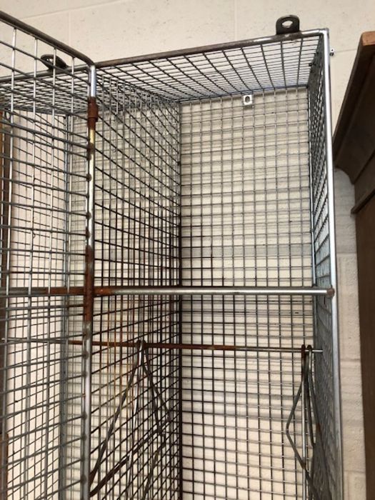 Decorators / interiors interest, Vintage galvanised wire mesh Gym locker, 2 sections with hanging - Image 7 of 12