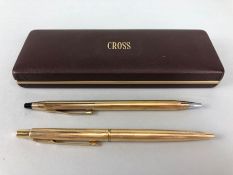 Vintage pens to include Cross and a rolled gold Parker pen