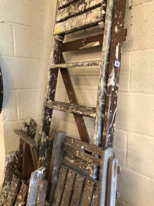 Four vintage wooden step ladders, useful for decorative or shop display, tallest approx 247cm, the - Image 4 of 5