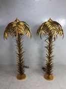 Pair of highly decorative and unusual standard lamps in the form of palm trees in gilt metal, each