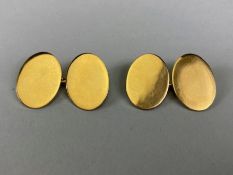 Gold Cufflinks, A pair of 18ct gold hallmarked plain oval cufflinks approximately 11.46g