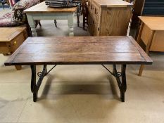Trestle Table, wooden trestle style coffee table with folding legs approximately 137cm x 61cm x 59cm