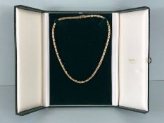 9ct Gold necklace in original presentation box with flat oval links and good clasp and safety