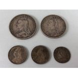 Antique coins to include 2 * Silver Jubilee Victoria coins 1887 and a George IV silver coin