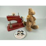 Nostalgic Items. Three childhood nostalgic items, a Vulcon minor sewing machine, plush kangaroo