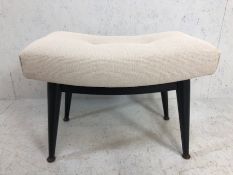 Retro stool, 1970s/80s Dressing table or foot stool, pale grey upholstery on black splayed tapered