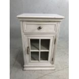 Modern Cupboard, painted side cupboard with single draw and quarter glazed door approximately 50cm x