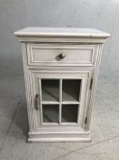 Modern Cupboard, painted side cupboard with single draw and quarter glazed door approximately 50cm x
