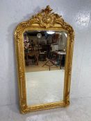 Large ornate, gilt framed, bevel edged mirror, approx 158cm x 85cm