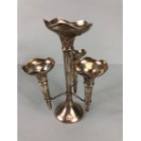 Hallmarked Silver three stem fluted posey vase with three detachable vases around a single larger